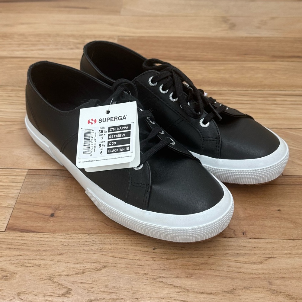 Superga Cotu 2750 Black Nappa Leather Women’s US 8.5 EU 39.5